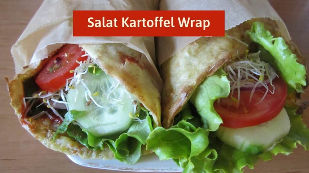 Opgerolde aardappelwraps gevuld met sla en spruitjes