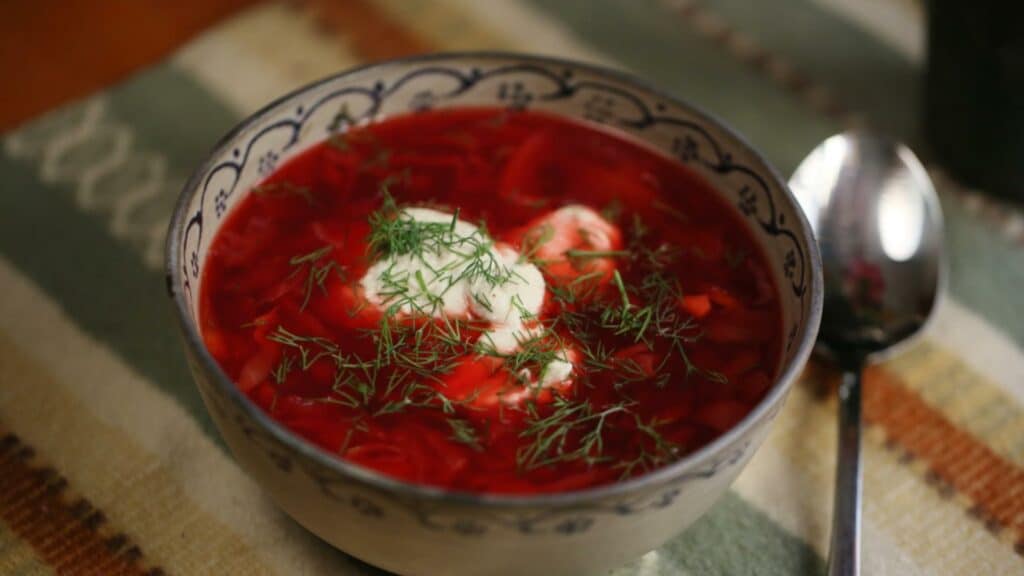 Borscht in bowl