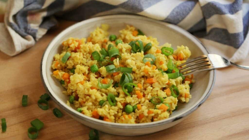 Sartén de arroz sin huevo