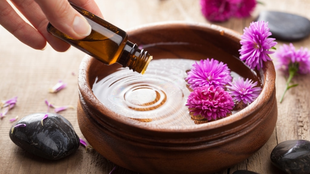 Essential oil in water bowl